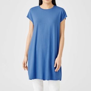 Eileen Fisher Dress Crew Neck Short Boxy Dress in Coast Blue Sz PP (XS P) NWT